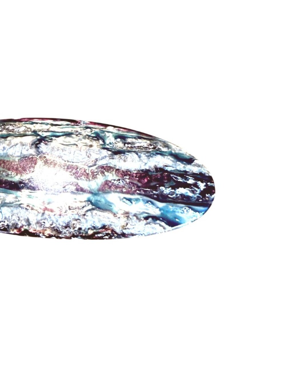 Oval Iridescent Hair Clip VTG Textured Metallic Finish Purple Green Yellow White - Picture 3 of 5
